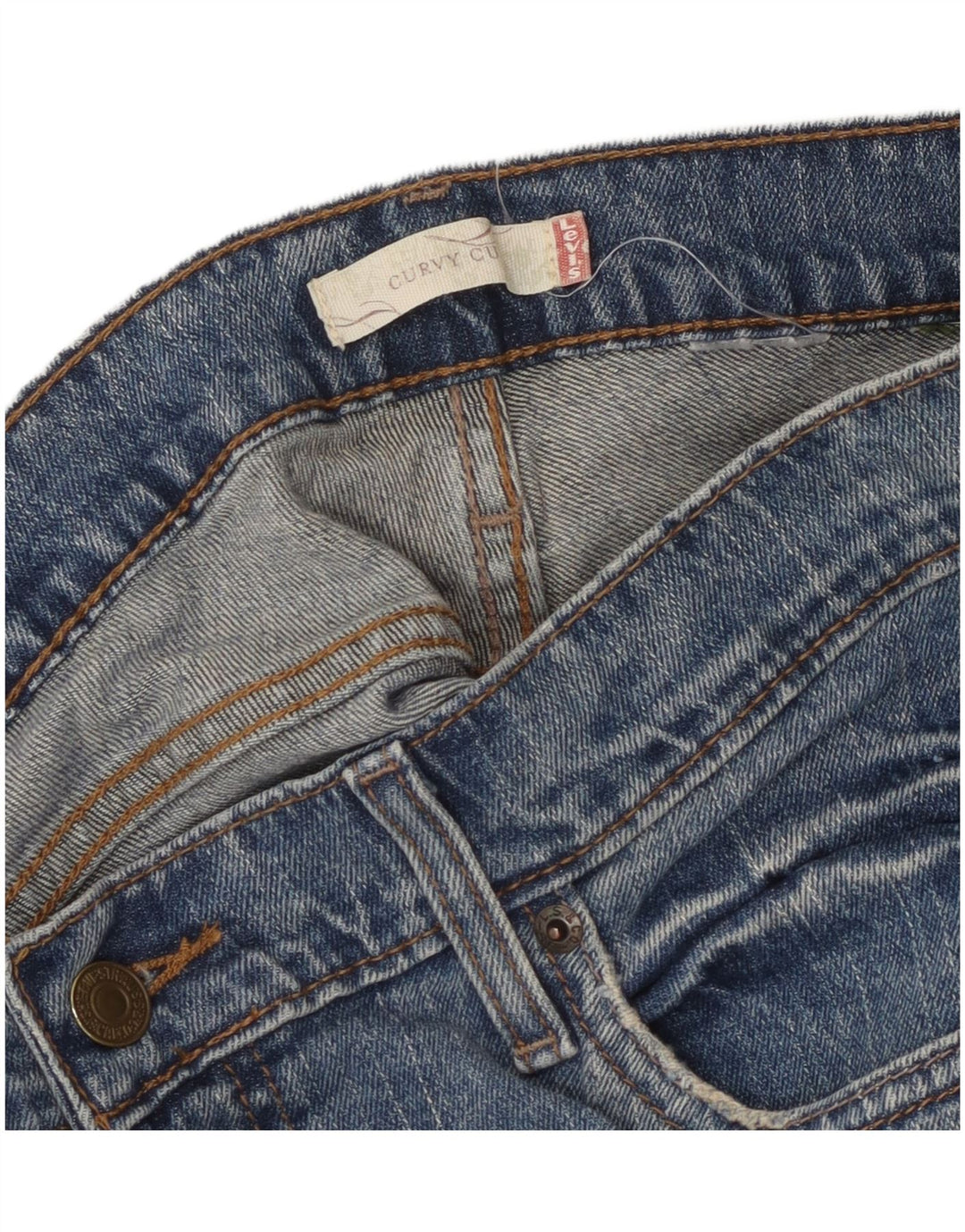 Jeans feminino curvilíneo reto Levi's W34 L31 azul