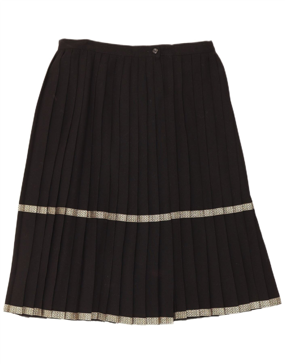 Saia plissada faca feminina vintage UE 40 médio W32 lã preta