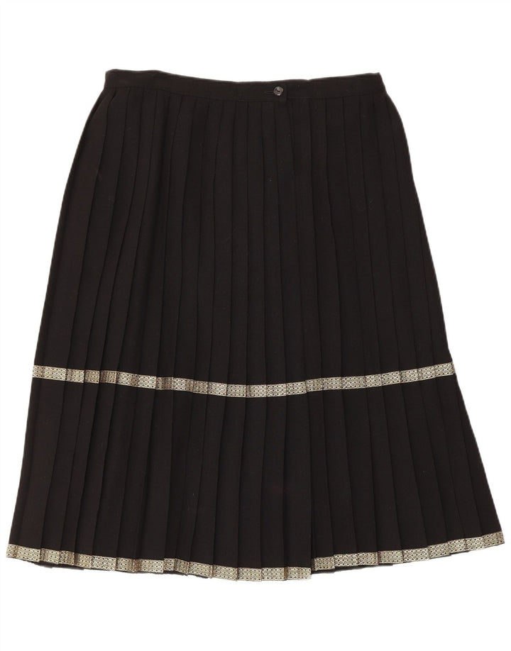 Saia plissada faca feminina vintage UE 40 médio W32 lã preta