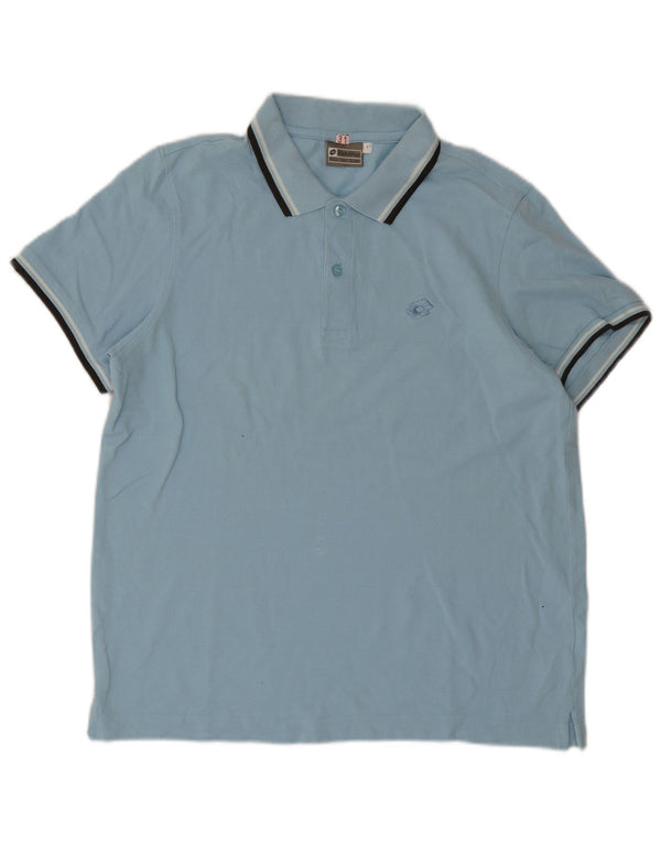 Camisa polo masculina Lotto grande algodão listrado azul