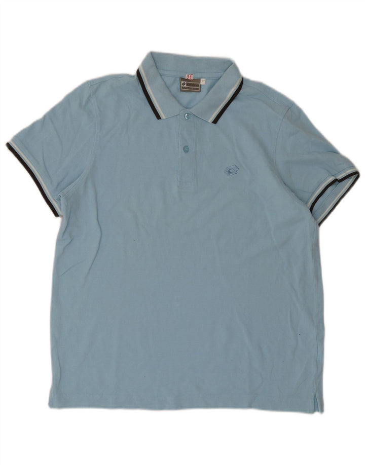 Camisa polo masculina Lotto grande algodão listrado azul