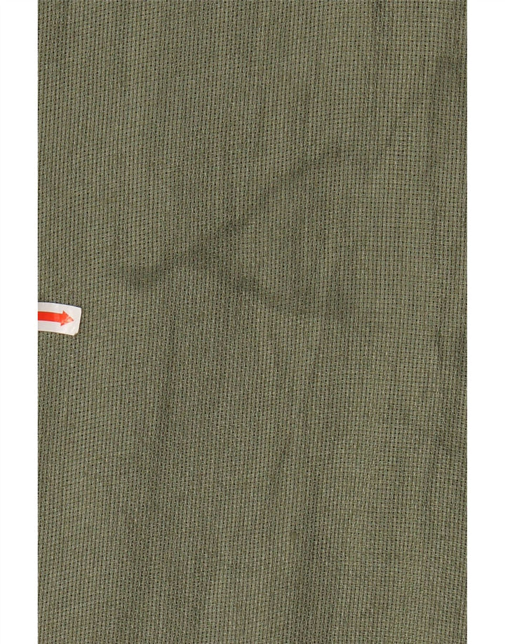 BANANA REPUBLIC Camisa masculina de manga curta com ajuste solto, linho cáqui médio