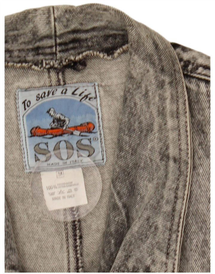 Jaqueta jeans masculina Sos UK 38 algodão cinza médio