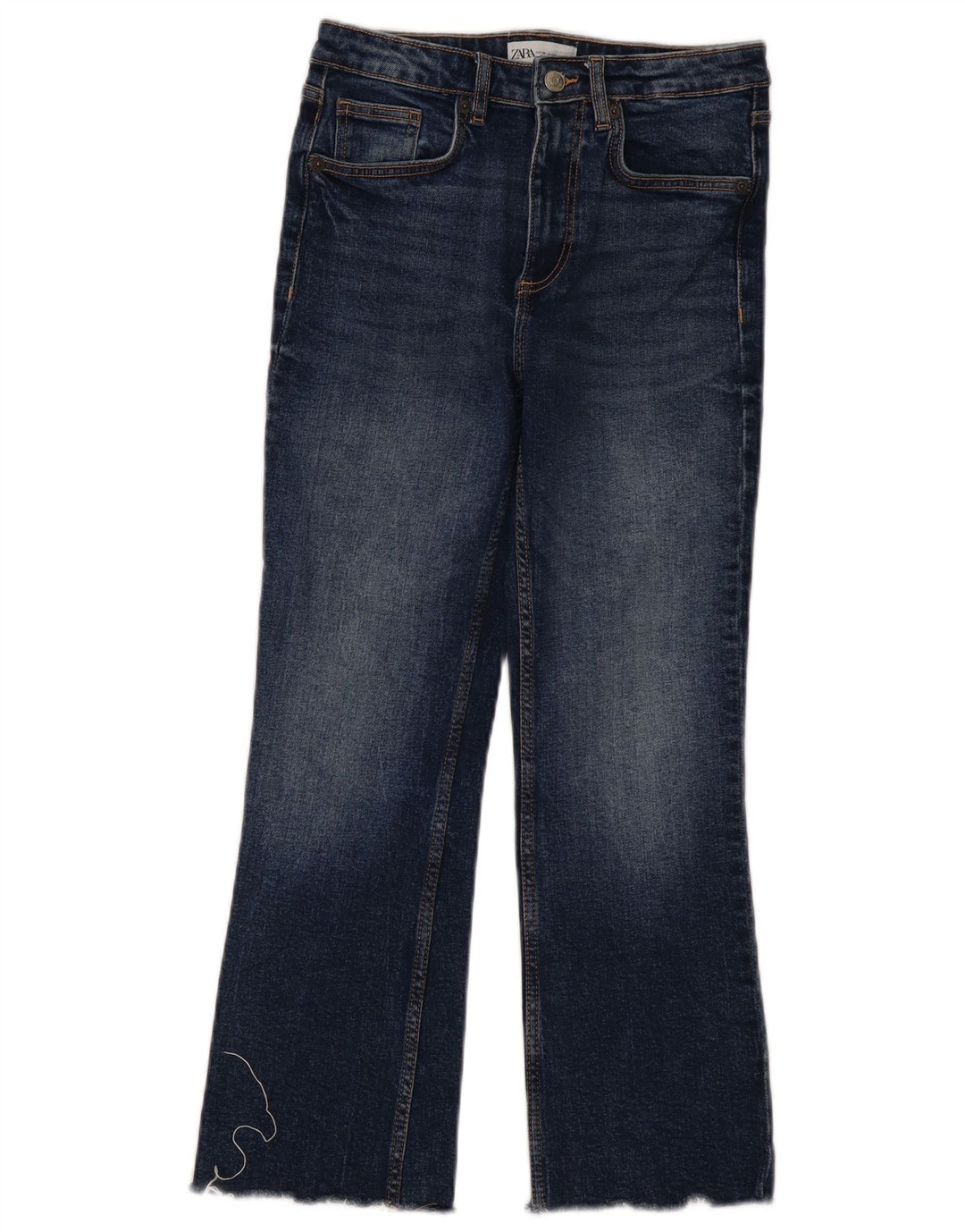 Calça jeans feminina Zara Bootcut EU 36 XS W26 L25 azul marinho
