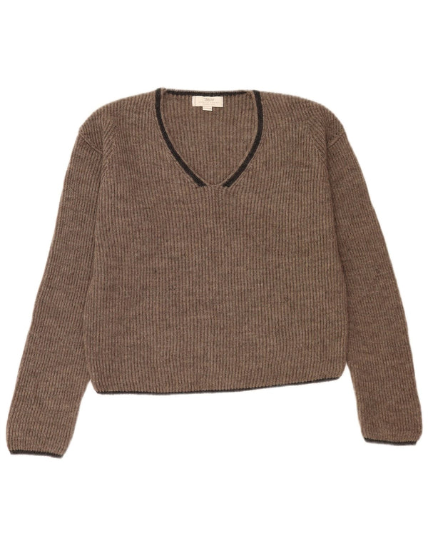 Suéter feminino Marlboro Classics com decote em V UK 18 XL cinza acrílico