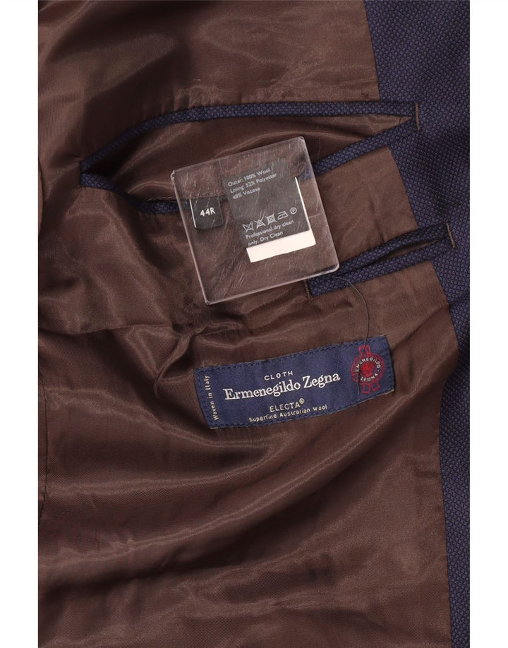 Jaqueta blazer masculina ERMENEGILDO ZEGNA com 2 botões Reino Unido 44 2XL lã azul marinho