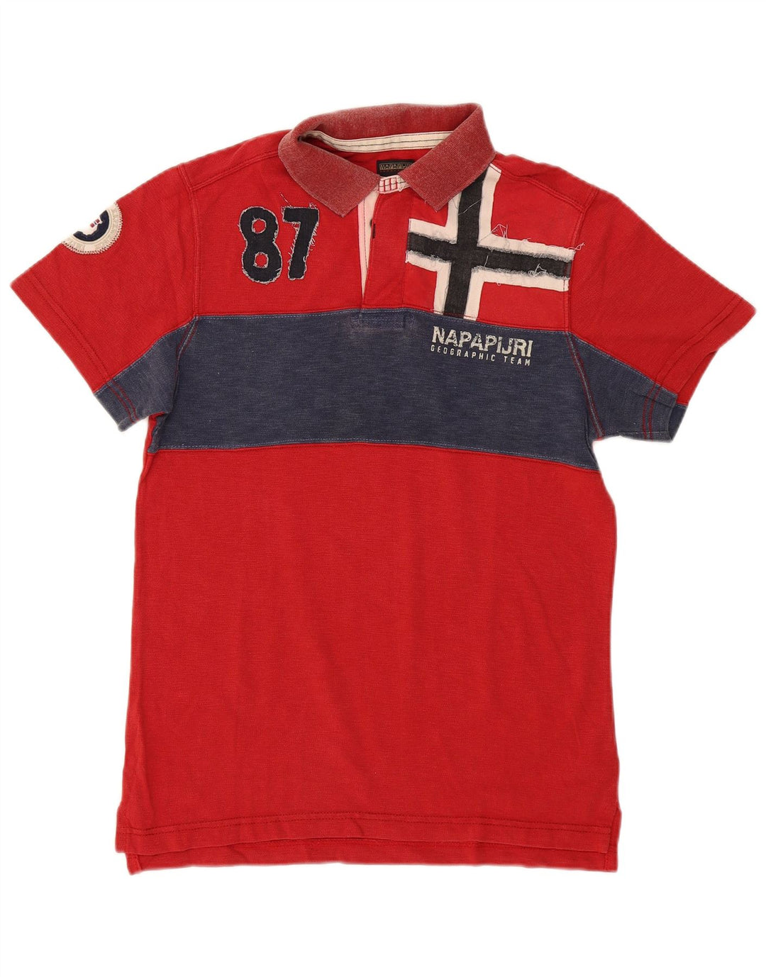 Camisa polo masculina Napapijri de algodão vermelho médio