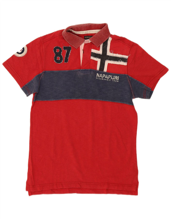 Camisa polo masculina Napapijri de algodão vermelho médio