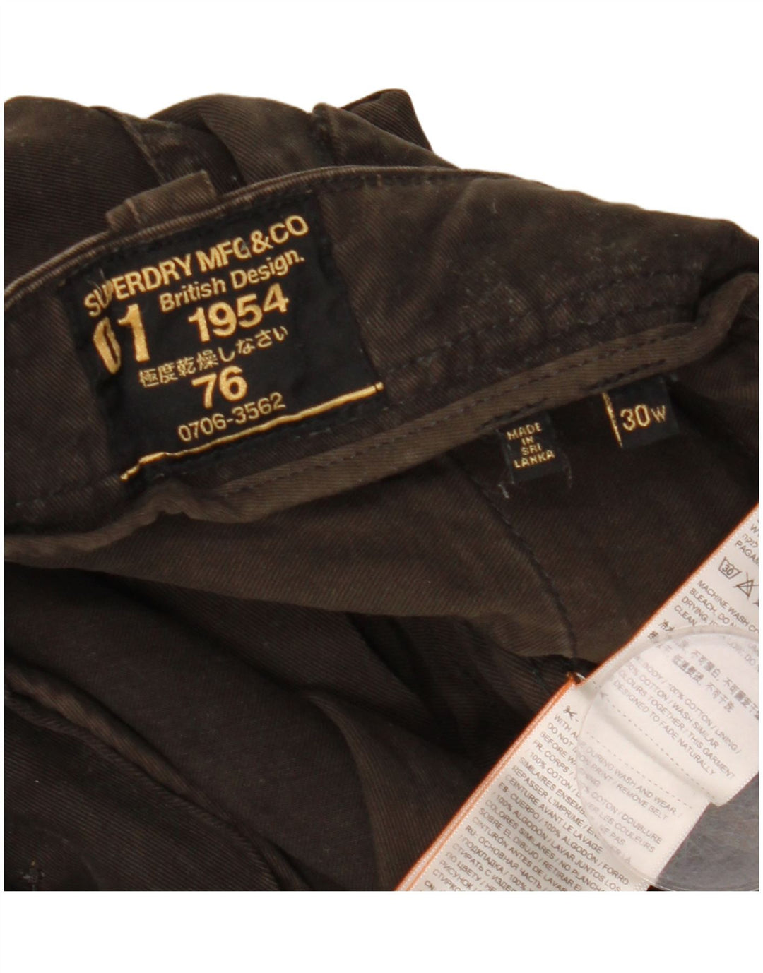 Shorts Cargo Masculino Superdry W30 Algodão Marrom Médio