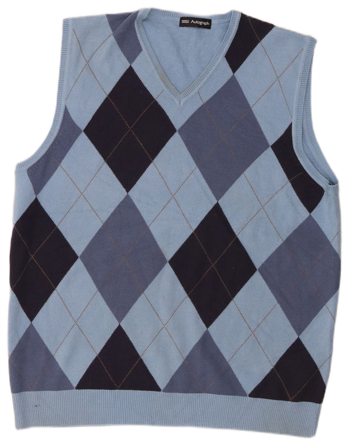 Marks & Spencer Mens Autograph Colete Regata Grande Azul Argyle/Diamante