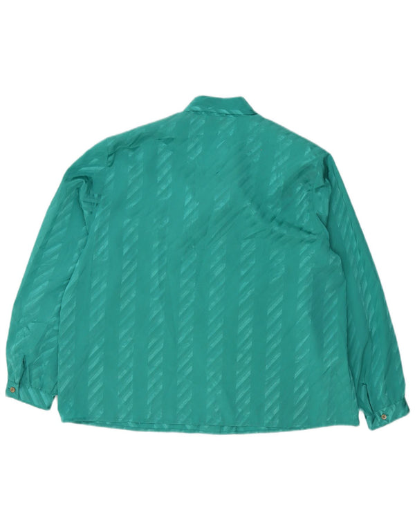 ELENA MIRO Blusa feminina com gravata frontal Reino Unido 20 2XL listrada verde