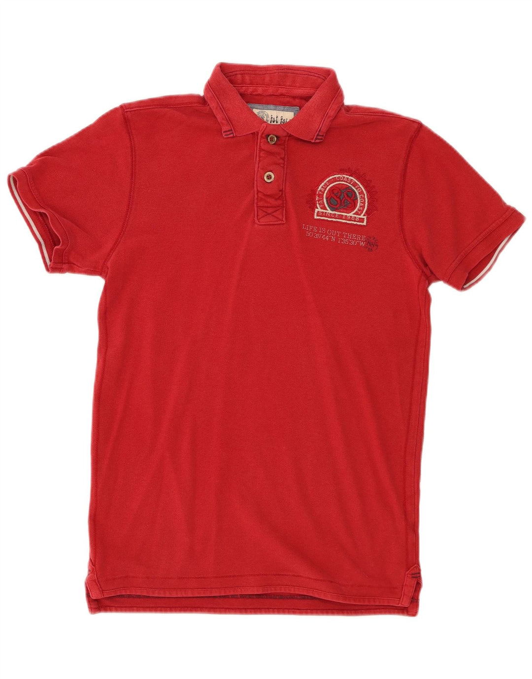 Camisa polo gráfica masculina Fat Face XS algodão vermelho