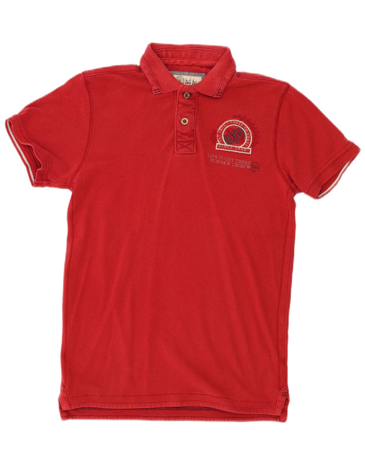 Camisa polo gráfica masculina Fat Face XS algodão vermelho
