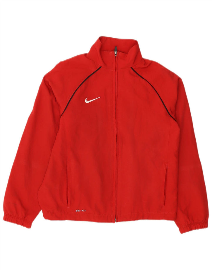 NIKE Meninos Dri Fit Tracksuit Top Jacket 8-9 Anos Pequeno Poliéster Vermelho