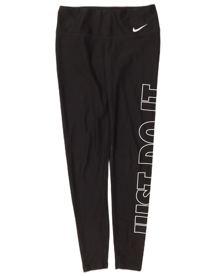 Leggings Nike Womens Dri Fit Graphic UK 8 Pequeno Poliéster Preto