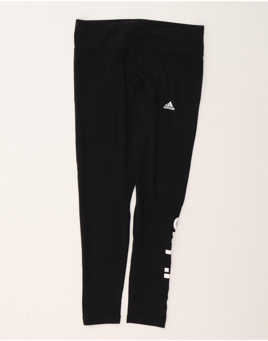ADIDAS Womens Graphic Leggings UK 16/18 Grande Algodão Preto