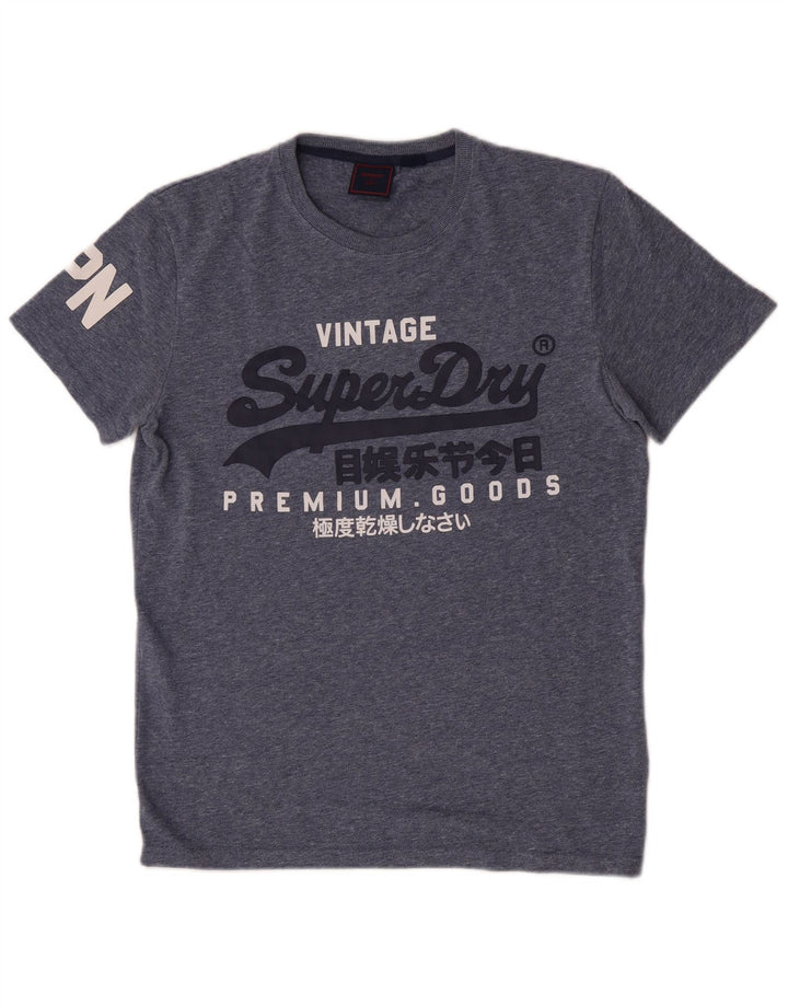 Camiseta gráfica masculina Superdry Top cinza médio algodão
