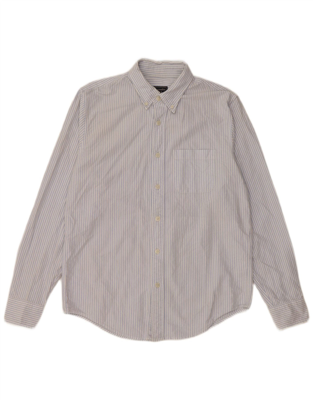 Camisa masculina Abercrombie & Fitch de algodão listrado azul médio