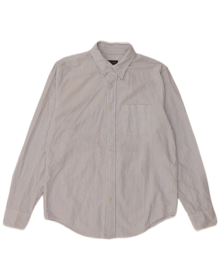 Camisa masculina Abercrombie & Fitch de algodão listrado azul médio