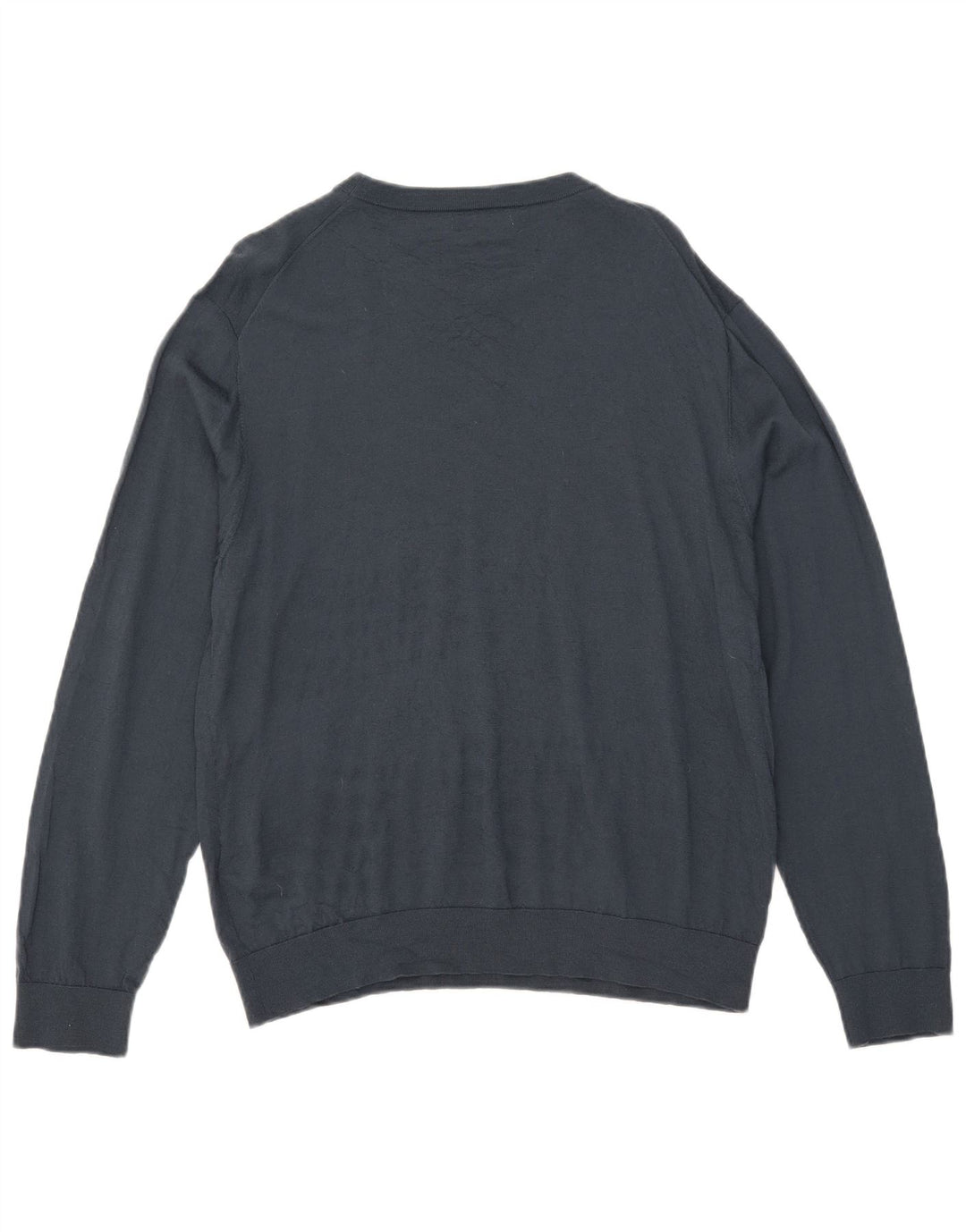 Zara Suéter masculino com gola canoa XL lã azul marinho