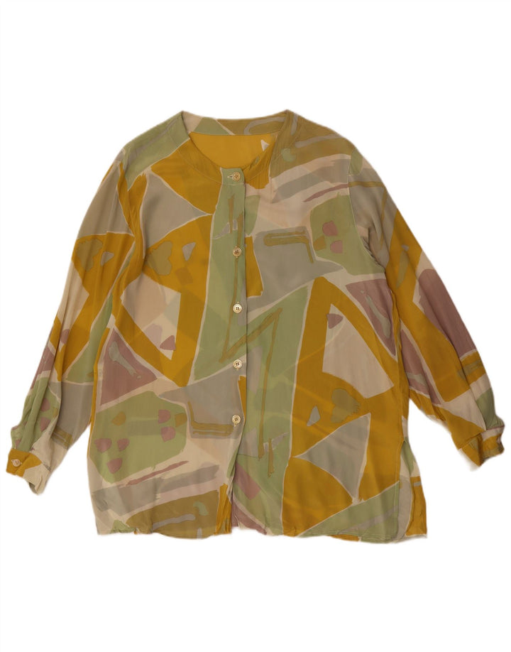 Blusa feminina vintage transparente Reino Unido 14 grande multicolorida