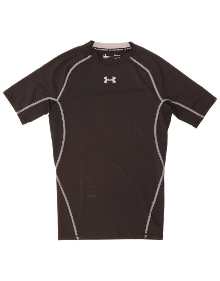 Camiseta de compressão masculina Under Armour Top médio listrado preto