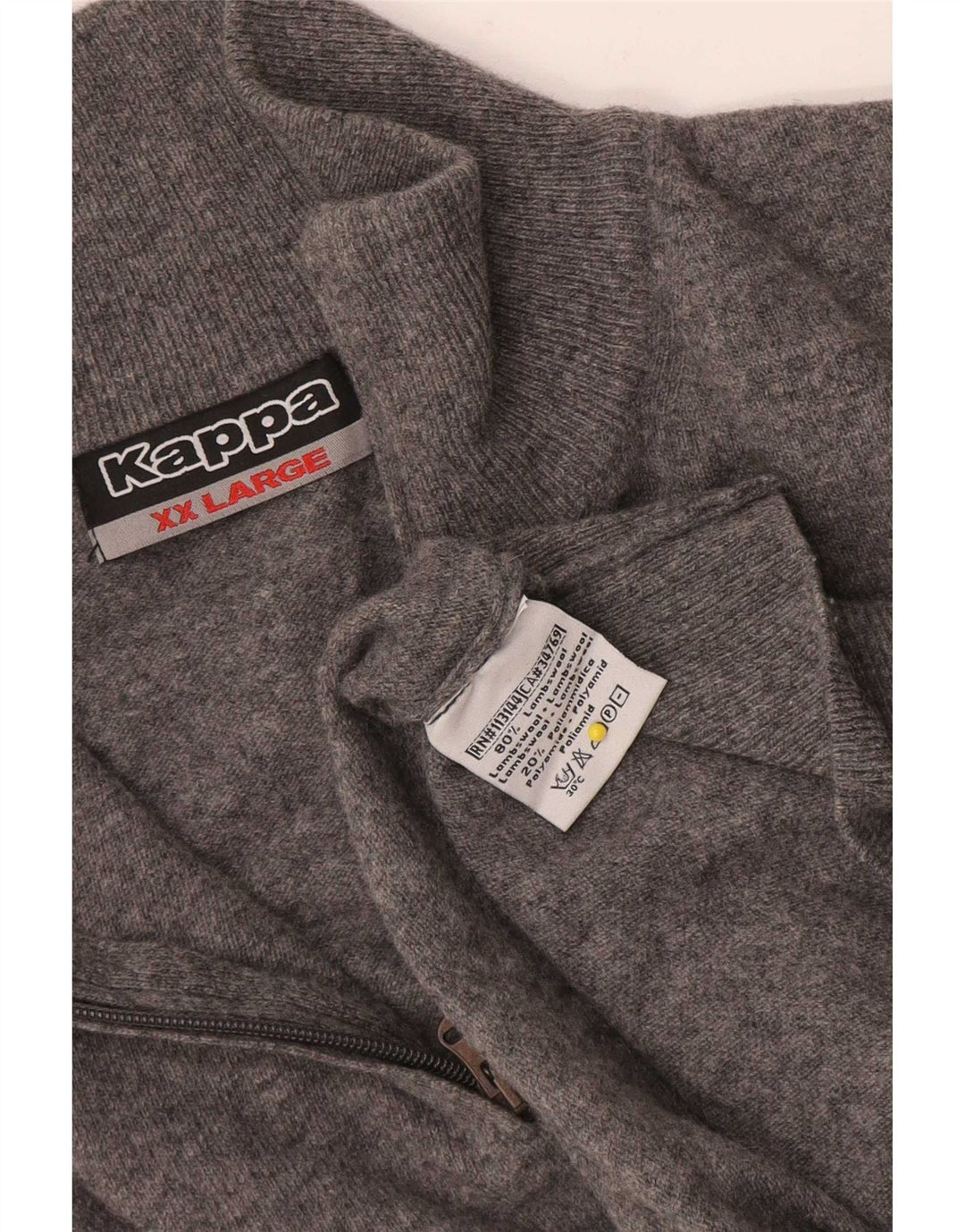 Suéter masculino Kappa com zíper e gola 2XL lã de cordeiro cinza