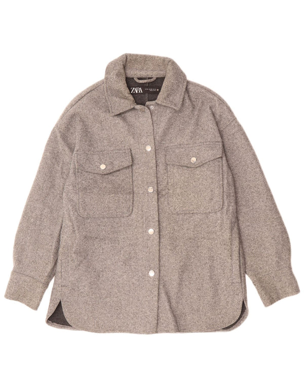 Zara Womens Oversized Bomber Jacket UK 6 XS Cinza Poliéster