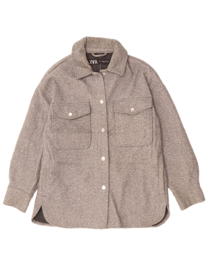 Zara Womens Oversized Bomber Jacket UK 6 XS Cinza Poliéster