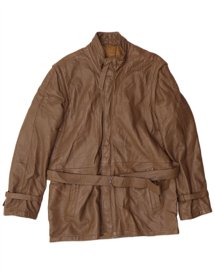 Jaqueta de couro masculina Pelle Moda Reino Unido 36 pequena marrom
