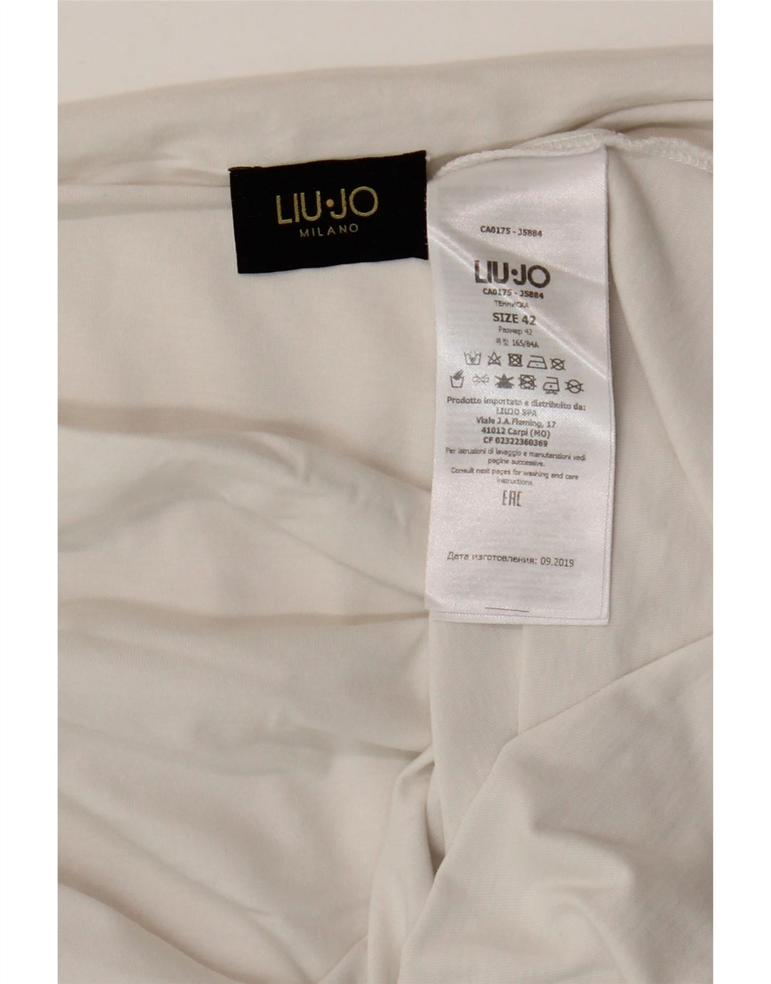 Camiseta feminina Liu Jo com estampa gráfica Top IT 42 algodão branco médio