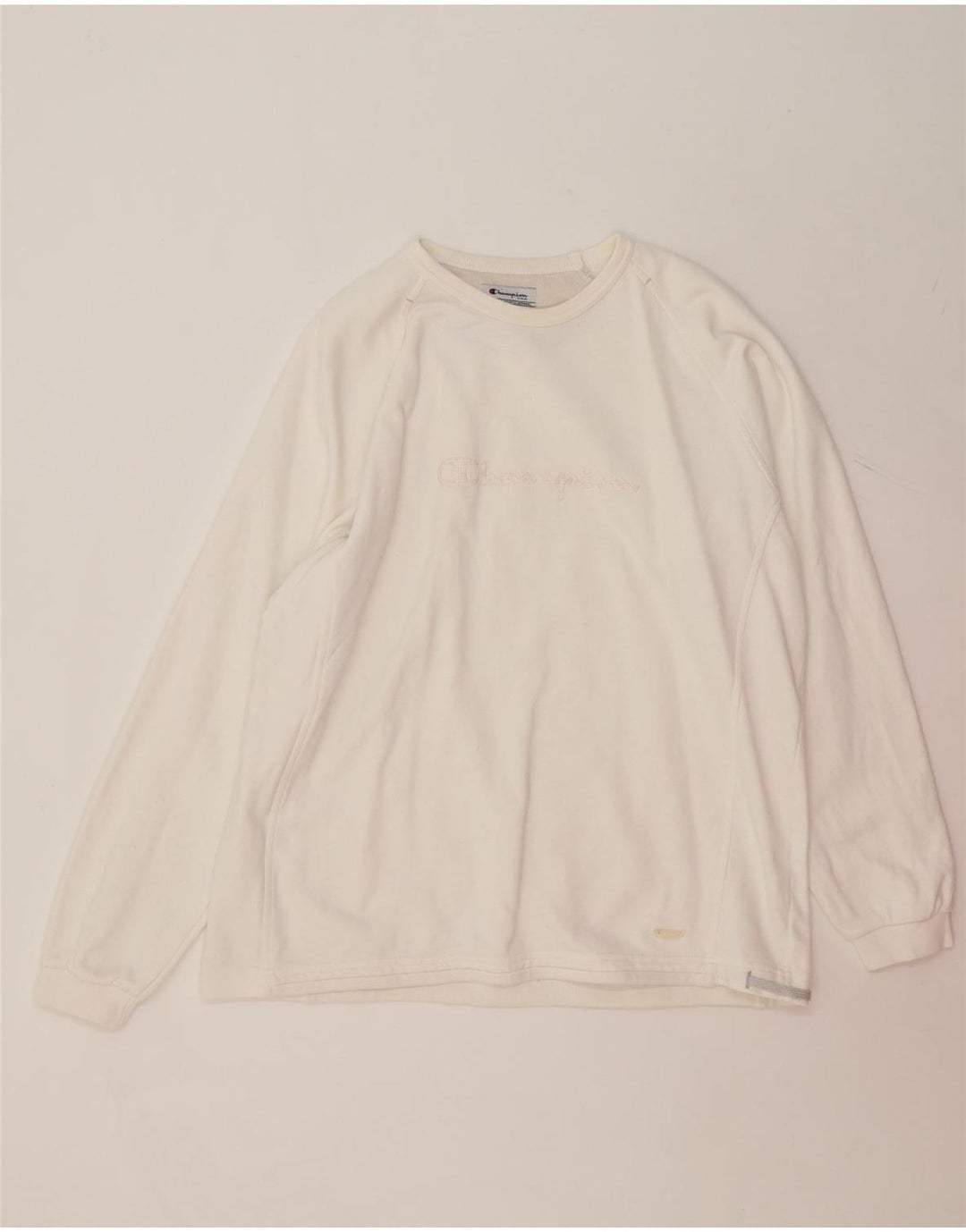 CHAMPION Mens Graphic Sweatshirt Jumper Large White Cotton Vintage Champion and Second-Hand Champion from Messina Hembry 