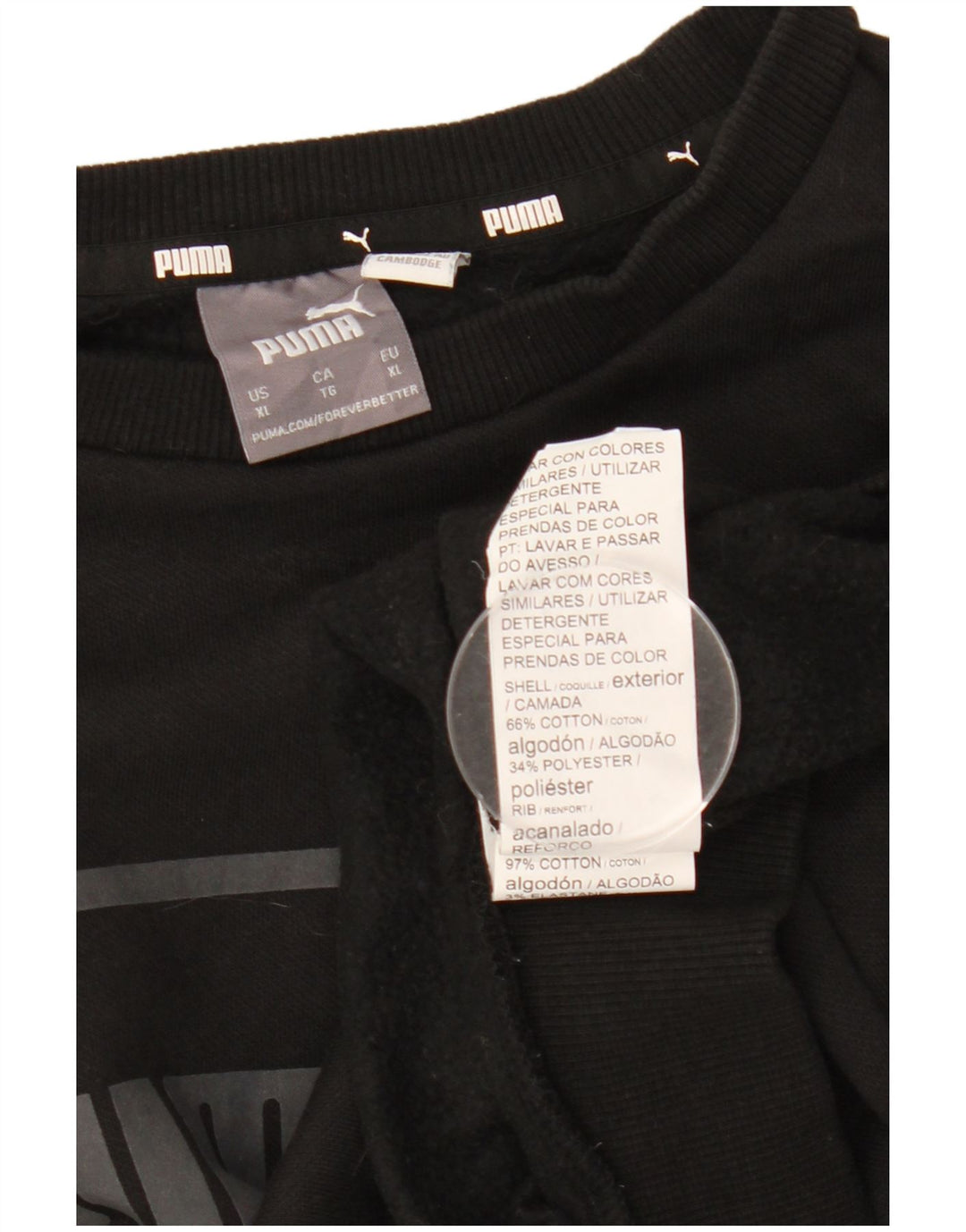 Puma Mens Graphic Moletom Jumper XL Algodão Preto