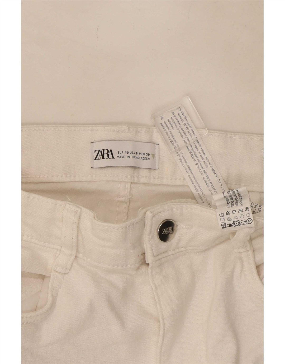 Zara Jeans Skinny Feminino EU 40 Médio W30 L28 Algodão Branco