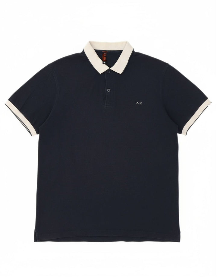 Camisa polo masculina SUN68 grande algodão preto