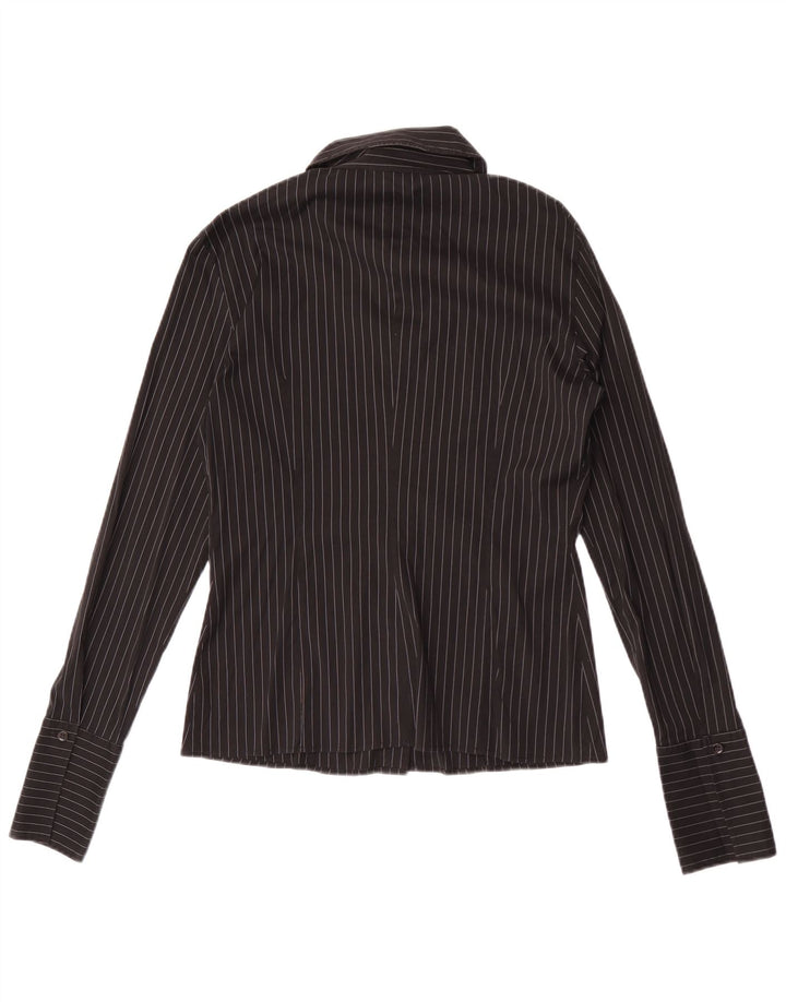 Camisa feminina Max & Co. Reino Unido 14 risca de giz preta média