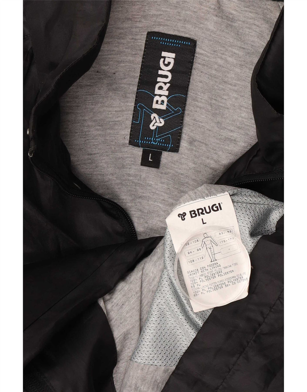 Jaqueta de chuva masculina Brugi UK 40 grande poliéster preto
