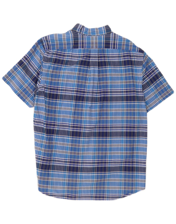 Camisa masculina de manga curta Ralph Lauren XL azul xadrez algodão