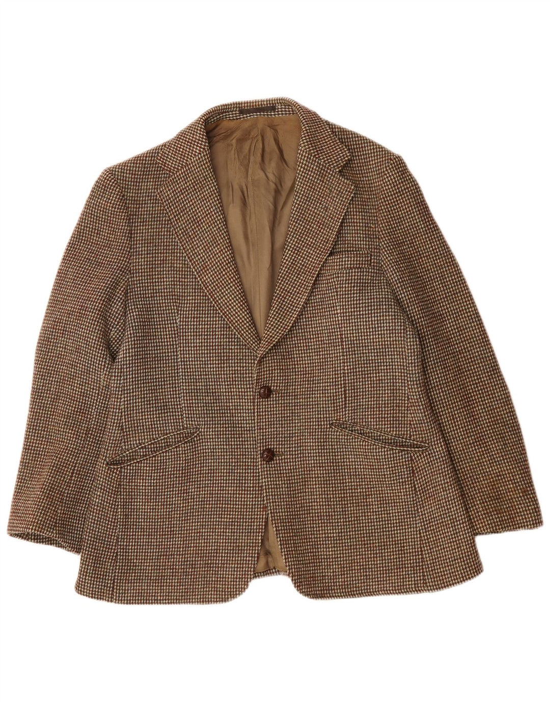 Jaqueta blazer masculina de 2 botões Harris Tweed Reino Unido 38 lã xadrez marrom médio