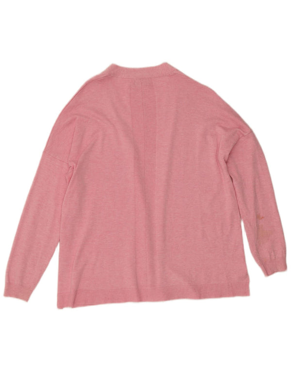 Suéter cardigã aberto feminino M&Co Reino Unido 16 grande viscose manchada rosa