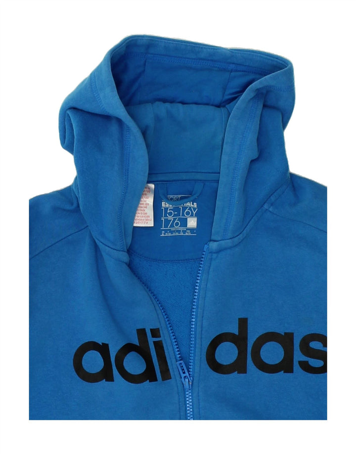 ADIDAS Boys Zip Hoodie Sweater 15-16 Years Blue Cotton Vintage Adidas and Second-Hand Adidas from Messina Hembry 