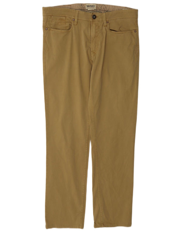 Calça masculina reta casual Timberland W32 L29 algodão cáqui