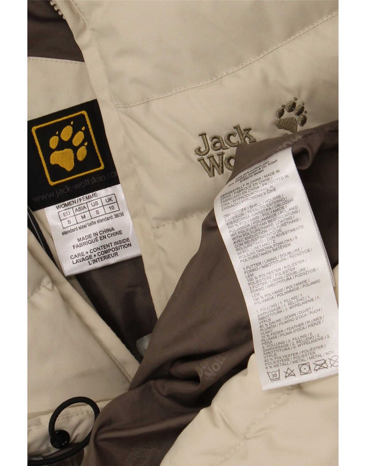 Jaqueta acolchoada com capuz feminina Jack Wolfskin Reino Unido 10 pequena poliamida bege