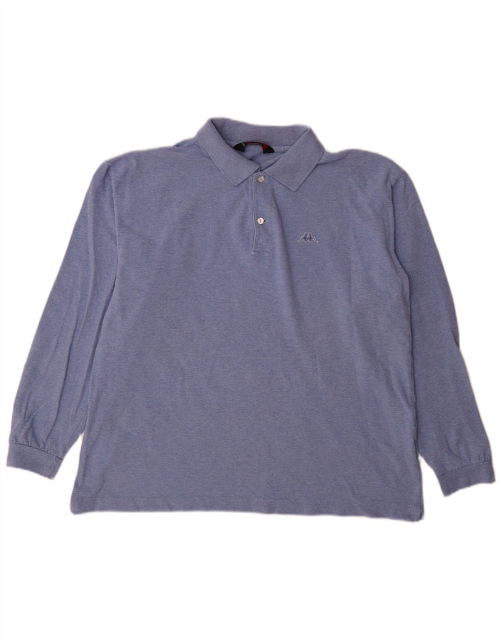 Camisa polo masculina de manga comprida Kappa grande algodão azul