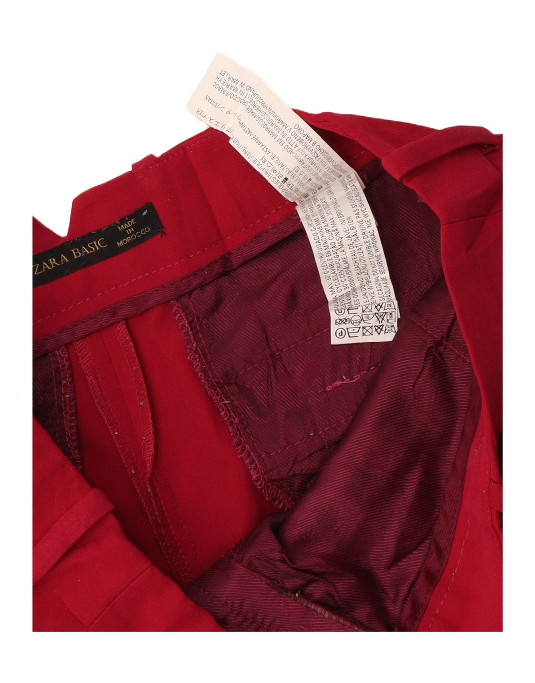 Zara Womens Chino Shorts Pequeno W26 Poliéster Vermelho