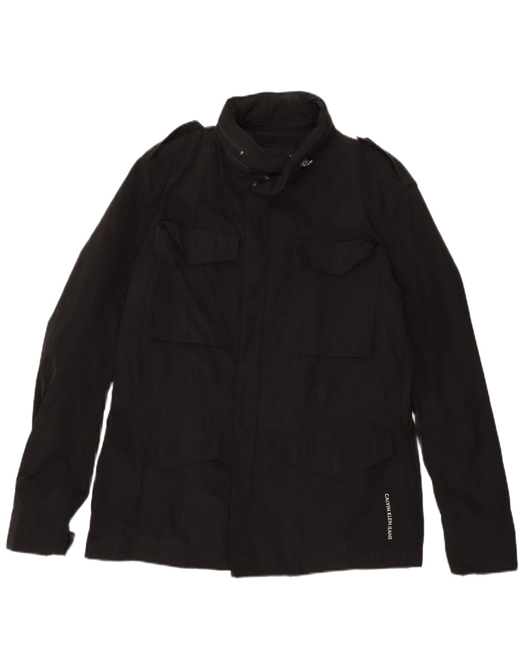 Jaqueta militar masculina Calvin Klein Jeans Reino Unido 40 grande poliéster preto