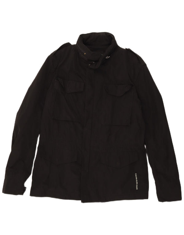 Jaqueta militar masculina Calvin Klein Jeans Reino Unido 40 grande poliéster preto