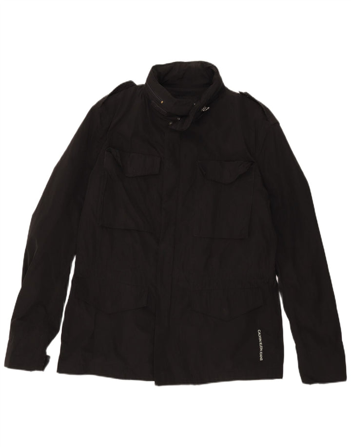 Jaqueta militar masculina Calvin Klein Jeans Reino Unido 40 grande poliéster preto