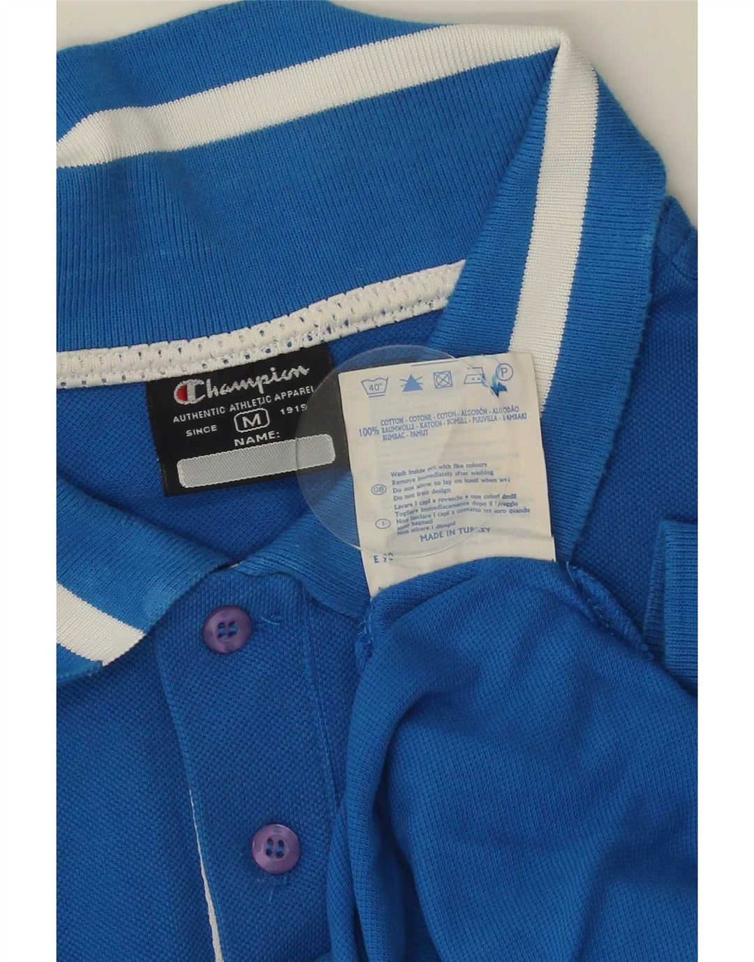 Camisa polo masculina Champion de algodão listrado azul médio