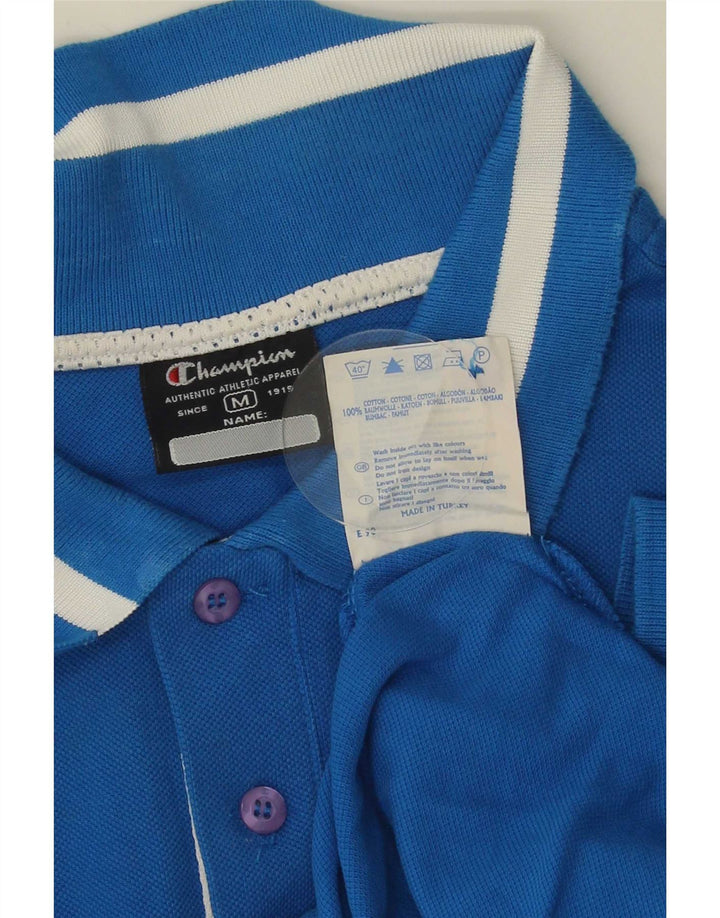 Camisa polo masculina Champion de algodão listrado azul médio